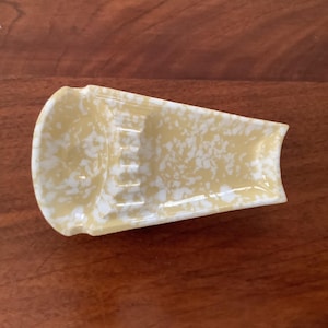 Vintage Mid Century Yellow Speckled Ceramic Large Ashtray
