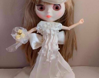 vestido de novia blanco para todas las muñecas escala 1/6