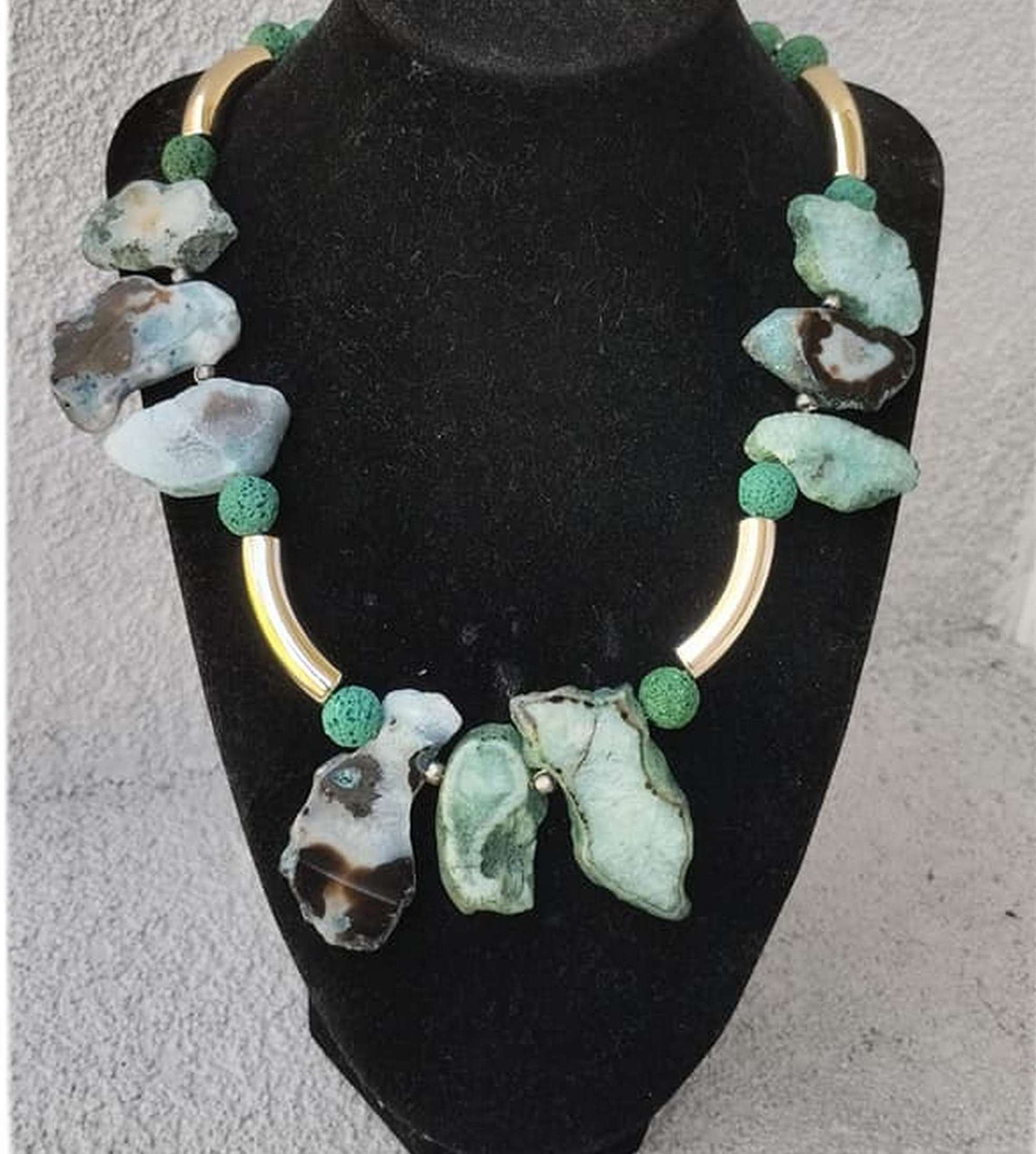 Chunky Necklacen Egyptian Style Necklace With Large Green