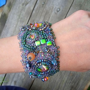 multicolor bead embroidery bracelet, jewelry for woman, gift for woman, royal fashion 25, renaissance style, zodiac sign,spring jewelry