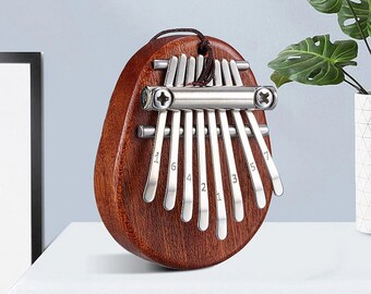 8 Key Mini Kalimba Dark Brown Color, Exquisite Finger Thumb Piano, Marimba Musical Good Accessory Pendant Gift, Mini Gift, Mbira