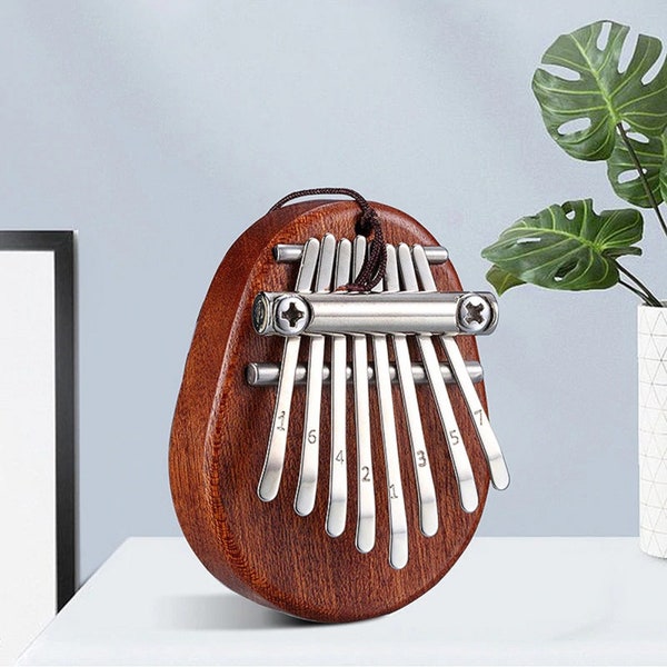 8 Key Mini Kalimba Dark Brown Color, Exquisite Finger Thumb Piano, Marimba Musical Good Accessory Pendant Gift, Mini Gift, Mbira