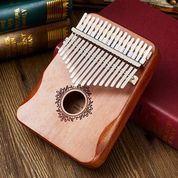 17 Keys Kalimba with Learning Book, Exquisite Finger Thumb Piano, Marimba Musical Good Accessory Pendant Gift, Mini Gift, Mbira Quality Wood