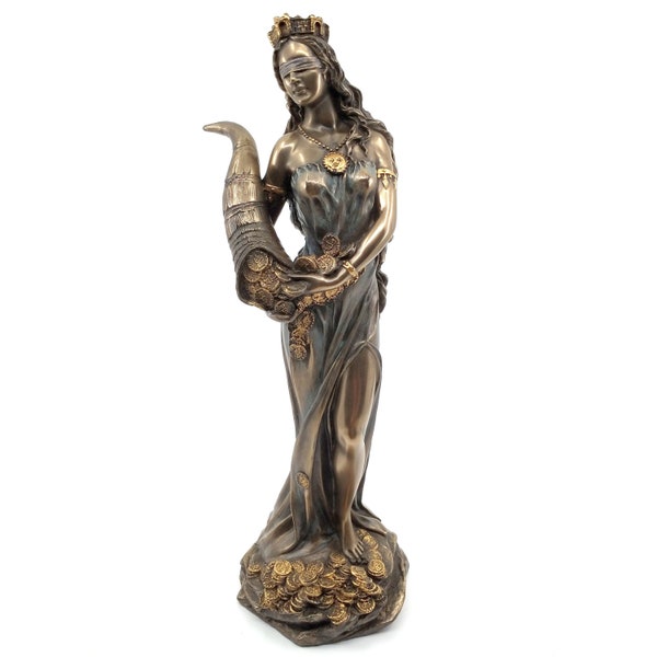 Fortuna Statue, Tyche Luck Fortuna Greek Goddess Statue Sculpture Figurine Bronze Finish
