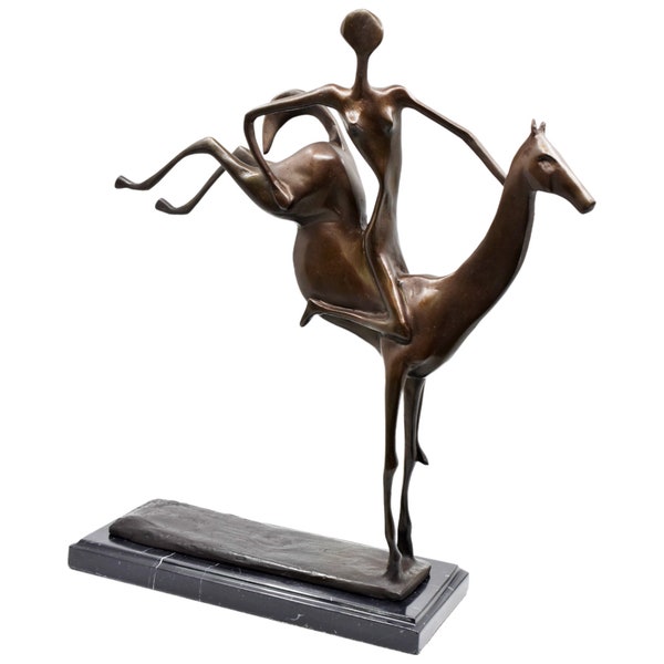 Bronze weibliches Reitpferd Statue 16'' | Bronze Abstrakte Skulptur | Art Classy Büro Tischdekoration