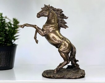 Horse Sculpture | Veronese Design Standing Cold Cast Bronze Fighting Horse Figurine