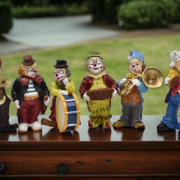 Petit Clown Clown Orchestre Statues Sculpture Figurines En Résine 8 cm