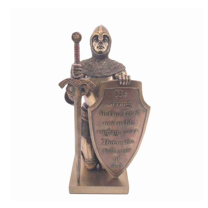 Templar Knight Be Strong in The Lord Bronze Finish Statue Cold C