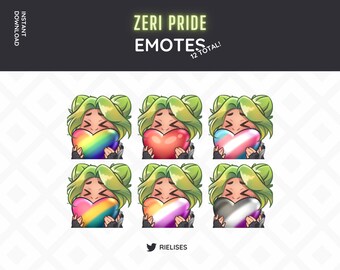 Paquete de emoticones Zeri Pride / 12 emoticones prediseñados para Twitch, Discord, YouTube y streaming / Emoticones animados / ¡creados por un artista humano!