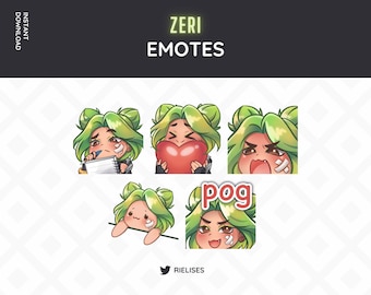 Paquete de emoticones Zeri / 6 emoticones prediseñados para Twitch, Discord, YouTube y streaming / Emotes animados / ¡por un artista humano!