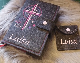 Set Gotteslob und Rosenkranztasche Wunschname personalisiert Geschenk Kommunion Erinnerung Filz