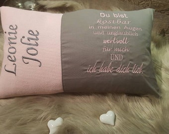 Namenskissen Geburtskissen Taufkissen Wunschnamen Taufspruch personalisiert Geschenk Taufe Geburt Erinnerung