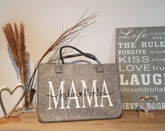 Filztasche bedruckt MAMA MOM Wunschnamen personalisiert Geschenk Erinnerung Muttertag Weihnachten Geburtstag