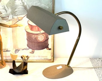Industrial style desk lamp with flexible base, vintage 50s/60s