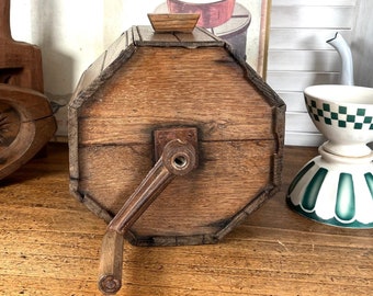 Rare French antique butter churn primitive wood butter churn