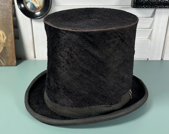 Old authentic french black top hat