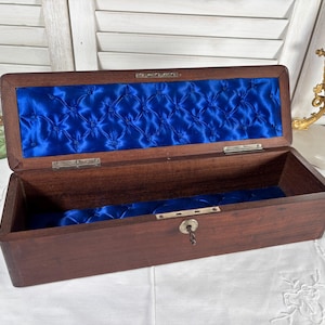 Antique French jewelry glove box marquetry Napoleon III Victorian period