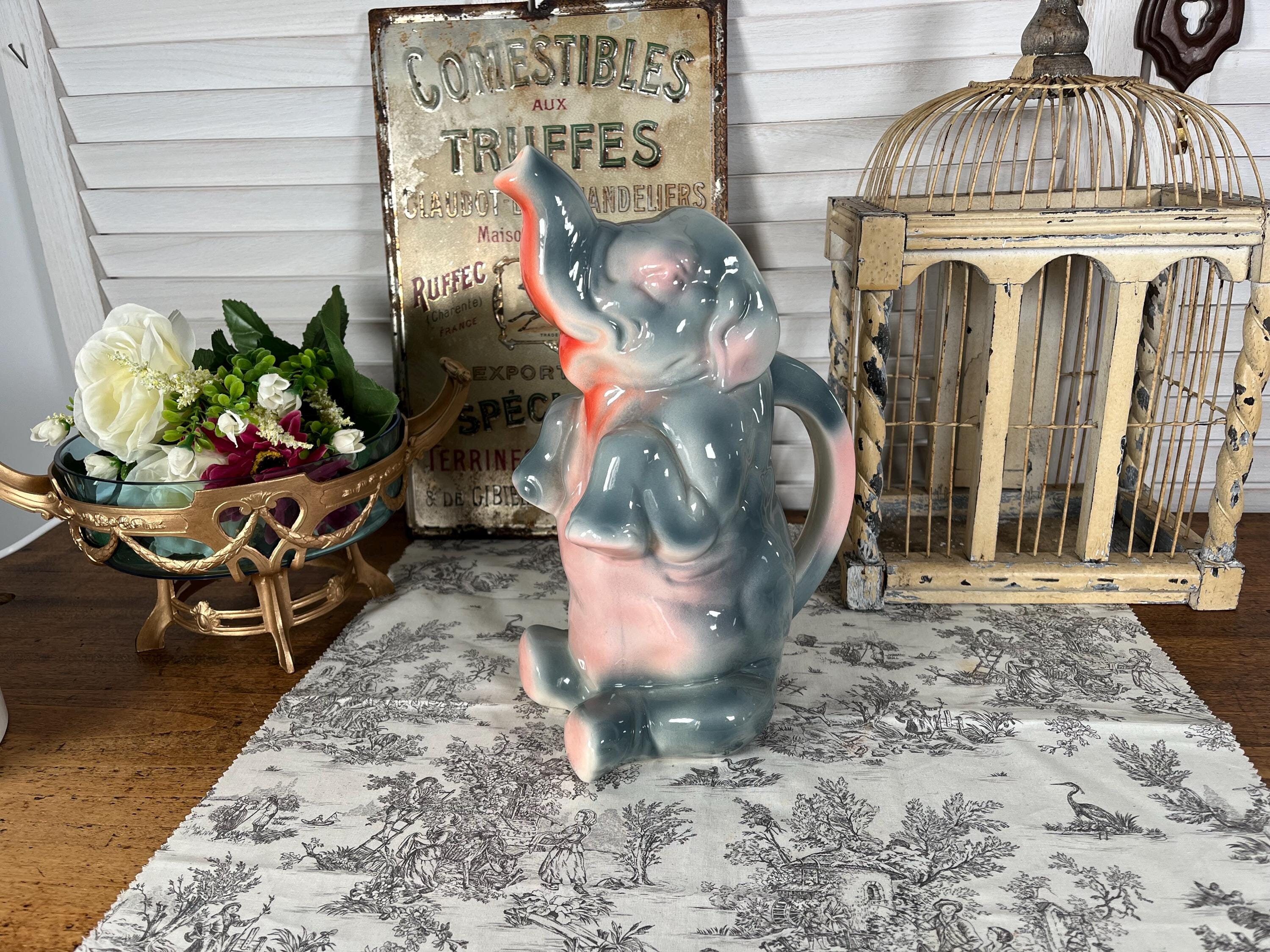 Elephant pitcher jug french carafe Majolica zoomorphic St Clement