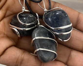 Labradorite Tumbled Wrapped Necklace