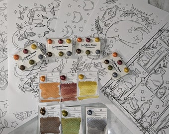 Autumn Breeze DOTS Included } Witch | Crystal |  Watercolor Coloring Page - Printed By TheBloomingFaerie - Artist BusyBreePrints