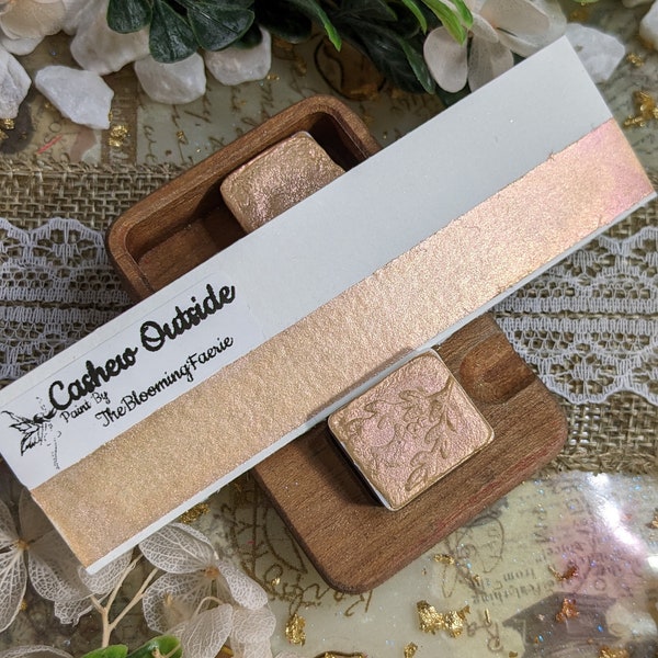 Cashew Outside } Beige / Pink Metallic // Colorshift  -Watercolor handmade paint  Created By TheBloomingFaerie {Made in The USA}