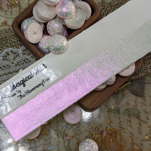 DOT - Magical Mist} White Pink Gold // Metallic/ Shimmer - Handmade Watercolor Paint  Created By TheBloomingFaerie {Made in The USA}
