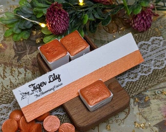 Tiger Lily} Orange // Metallic - Handmade Watercolor Paint Created By TheBloomingFaerie {Made in The USA}