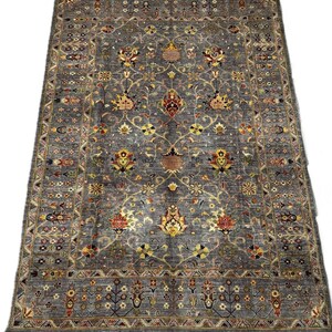 Hand-Knotted Afghan Chobi Rug: Vegetable Dye Wool, 6&#39;7&quot; x 9&#39;8&quot;
