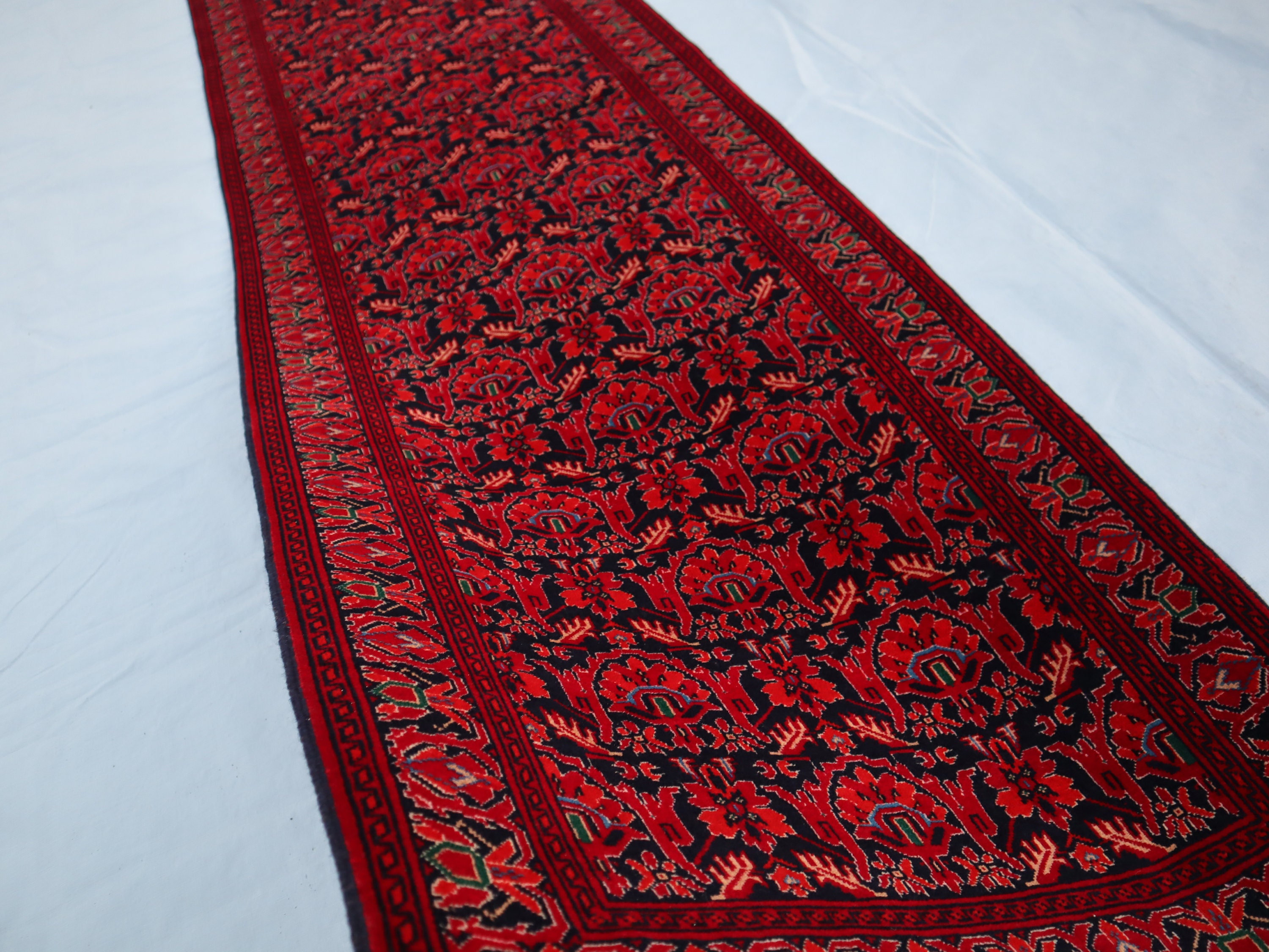 Vintage Afghan Turkoman Rug: Handmade Wool Hallway Runner (2'9 X 12'6 Ft)