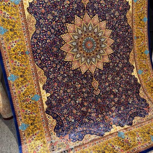 6&quot;7 X 9&quot;8 feet/ Beautiful Fine Quality Oriental Pure Silk East Turkistan Uyghur Pure Silk Rug Nice Carpet Authentic silk Persian Rug