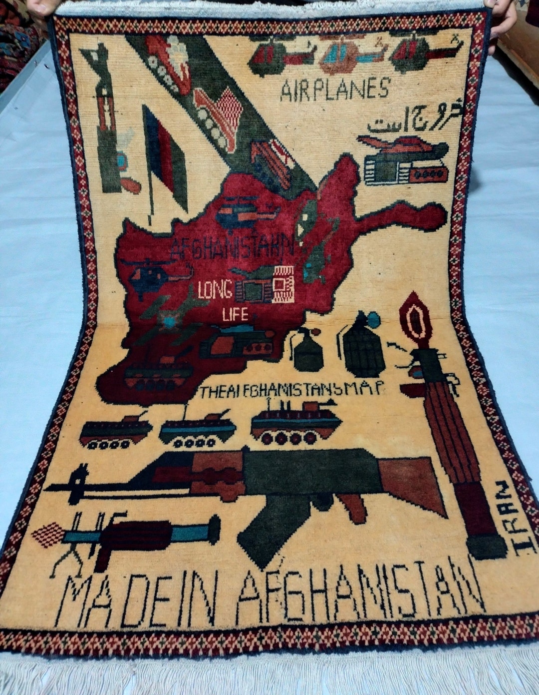 26 X 39 Ft. Vintage Afghan Pictorial Map Rug, Home Decor Rug Wall ...