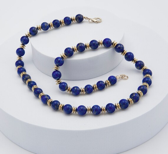 Lapis and gold bead necklace best sale