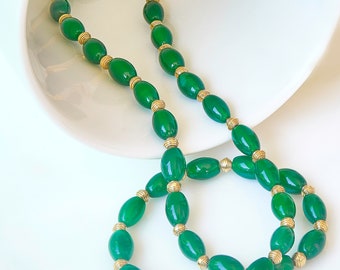 Green Onyx and 24k Gold Vermeil Bead Necklace