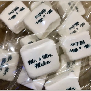 Mr. and Mrs Marshmallows personalizados (empaquetados individualmente) ¡Más, obsequios de boda y más!