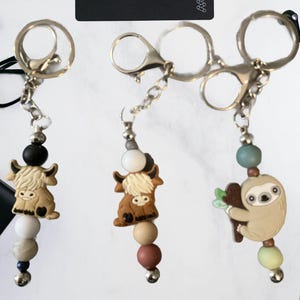 Highland Cow  Sloth Keychains  Adorable Animal Key Fobs for Cute Accessories
