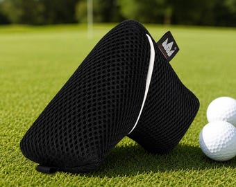 Black Blade Putter Cover, Golf Putter Headcover, Mesh Putter Cover with Velcro Closure, Golf Club Protector, Gift for Golfer