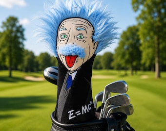 Funny Genius Scientist Golf Driver Headcover, Novelty 460cc Driver Cover, Blue Hair Scientist Golf Club Cover, Funny Golf Gift for golfer