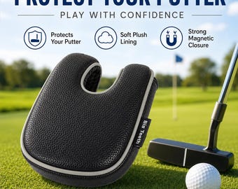 Black Mallet Putter Headcover, DF3 Style Putter Cover, Magnetic Golf Putter Cover, Soft Plush Lining, Synthetic Leather Golf Gift for Men