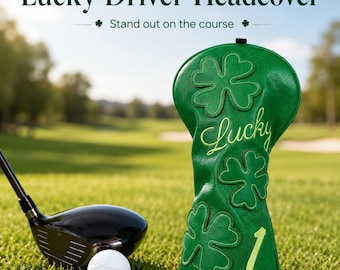 Lucky Golf Headcovers Set, Green Clover Golf Club Covers, Driver Fairway Hybrid Mallet Putter Covers, St Patricks Day Golf Gift, Golfer Gift