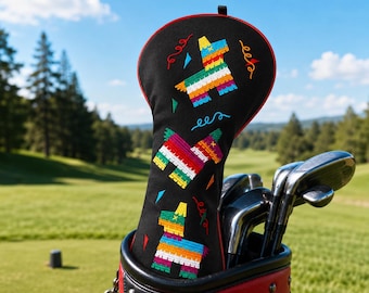Piñata Golf Driver Headcover, Colorful Embroidered 460cc Golf Club Cover, Funny Golf Gift for Men, Cinco de Mayo Golf Accessory