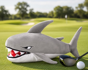 Shark Golf Driver Headcover, Plush Shark Golf Club Cover, Funny Novelty Driver Cover, Unique Golf Gift for Golfer