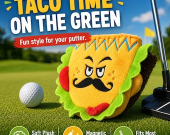 Taco Mallet Putter Headcover, Funny Golf Putter Cover, Mexican Taco Golf Gift, Magnetic Putter Cover, Plush Golf Head Cover for Golf Lovers