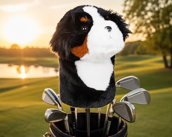 Bernese Mountain Dog Golf Driver Headcover, Plush Dog Golf Club Cover, Cute Animal Headcover, Gift for Golfer Dog Lover, Unique Golf Gift