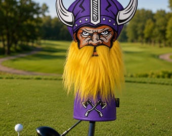 Viking Warrior Golf Headcover, Purple Warrior Putter Cover, Faux Fur Beard  Club Cover, Unique Gift for Golfer