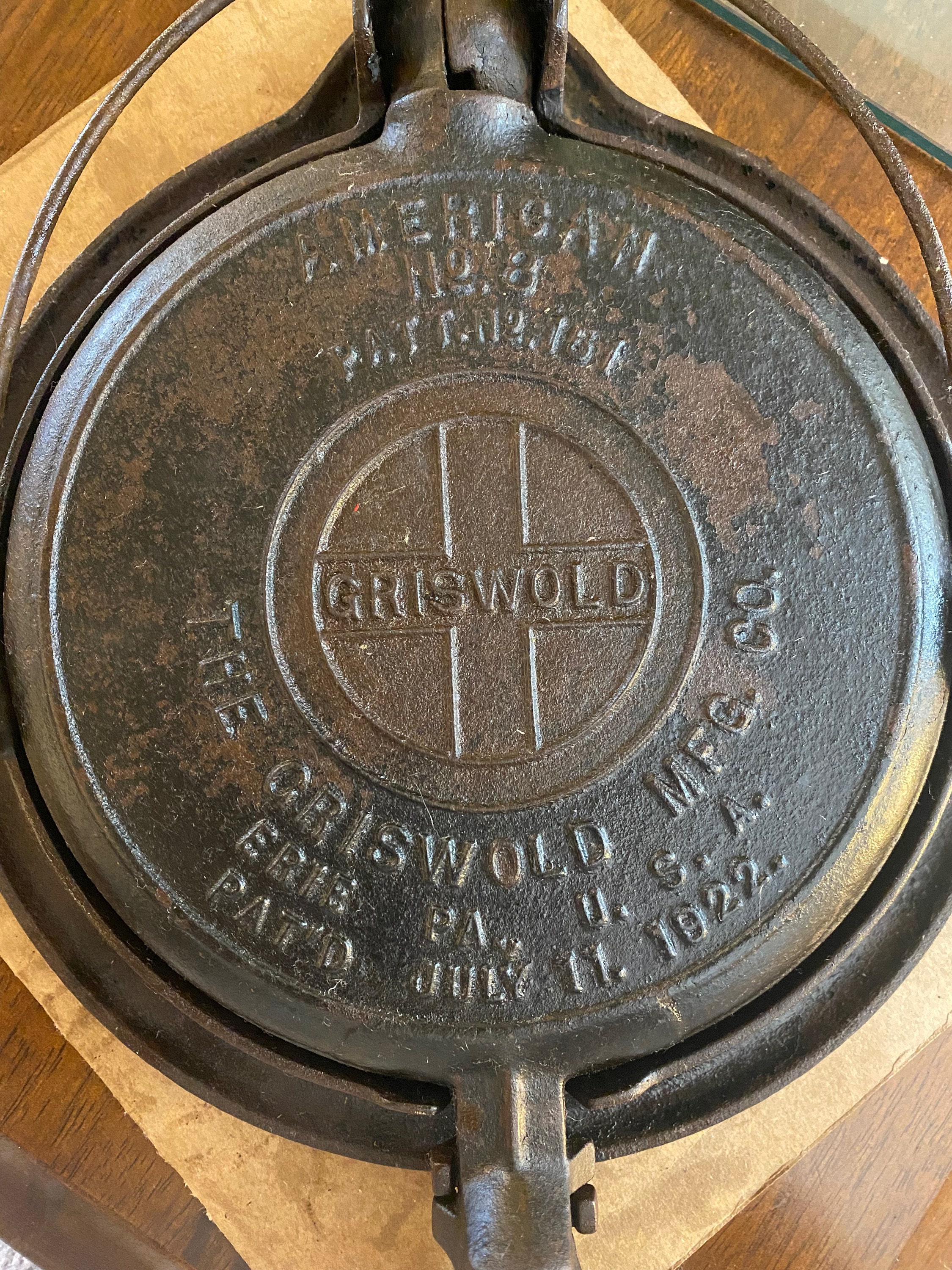 Rare 1922 Griswold Cast Iron Waffle Maker No.8 Etsy