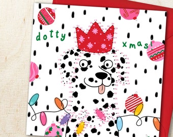 Dalmatian Dog Christmas Card Dot To Dot, Interactive, Funny, Connect Dots, Pun, Dog Owner, Pet, Eco-Friendly Greeting Card