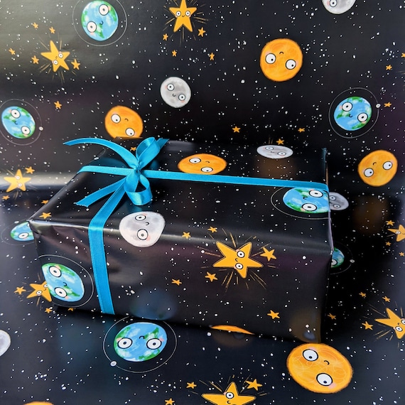 Space Gift Wrap, Wrapping Paper, Sun, Moon, Stars, Planet Earth, Birthday,  Present, Anniversary, Illustrated, Eco-friendly, Recyclable -  Canada