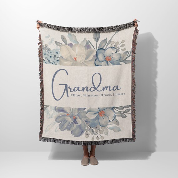 Personalisierte Namensdecke Für Oma – Fleece-Decke Mit Enkelkind-Namen, Familienherzen, Geschenk Für Mutter