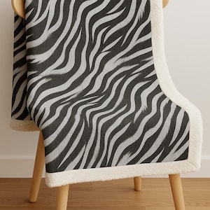 Zebra Blanket, Animal Print Woven Blanket, Black and Cream Modern Minimalist Throw Blanket For Couch, Zebra Tapestry Wall Hanging,