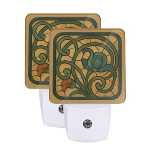 Art Nouveau Floral Night Light – Set of 2 Plug-In Sensor Lights, Vintage Flower Design, Automatic LED Night Lights for Bedroom or Hallway